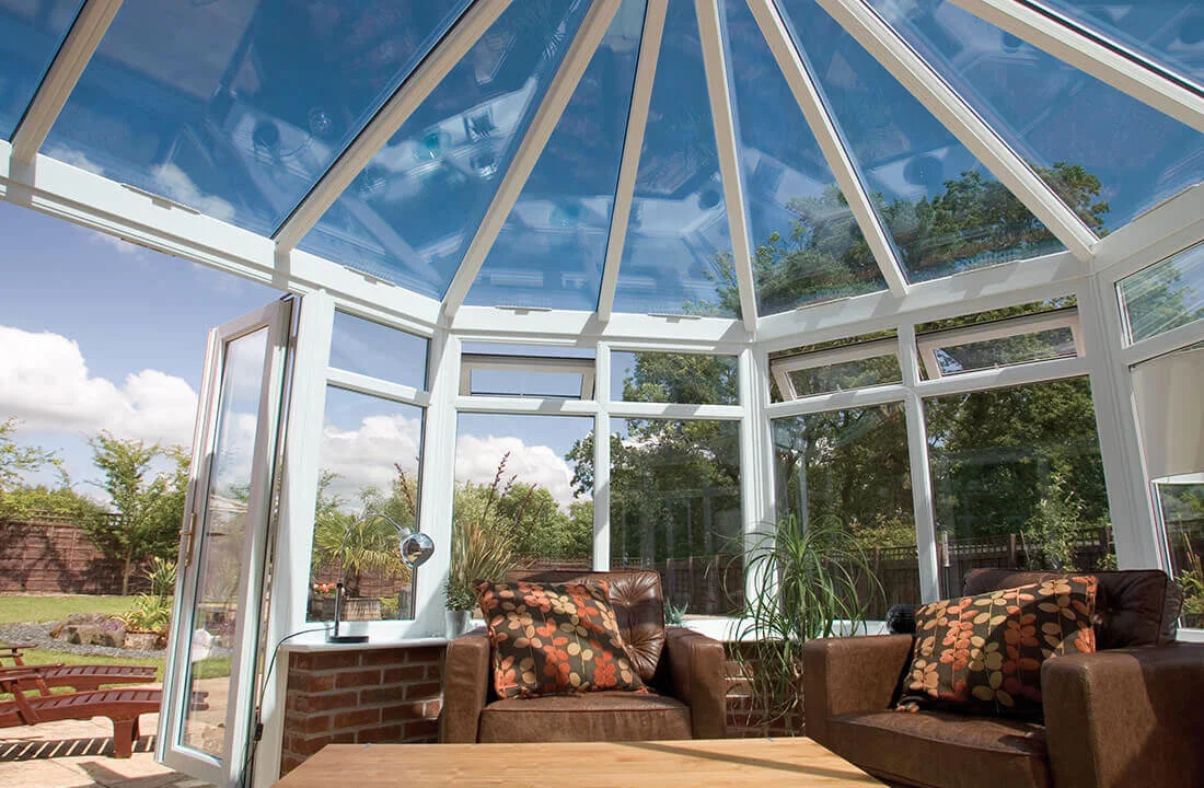 Bright uPVC conservatory interior in a Yorkshire home