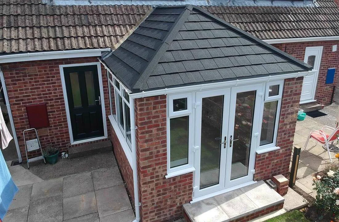 Single storey tiled extension on a Yorkshire home