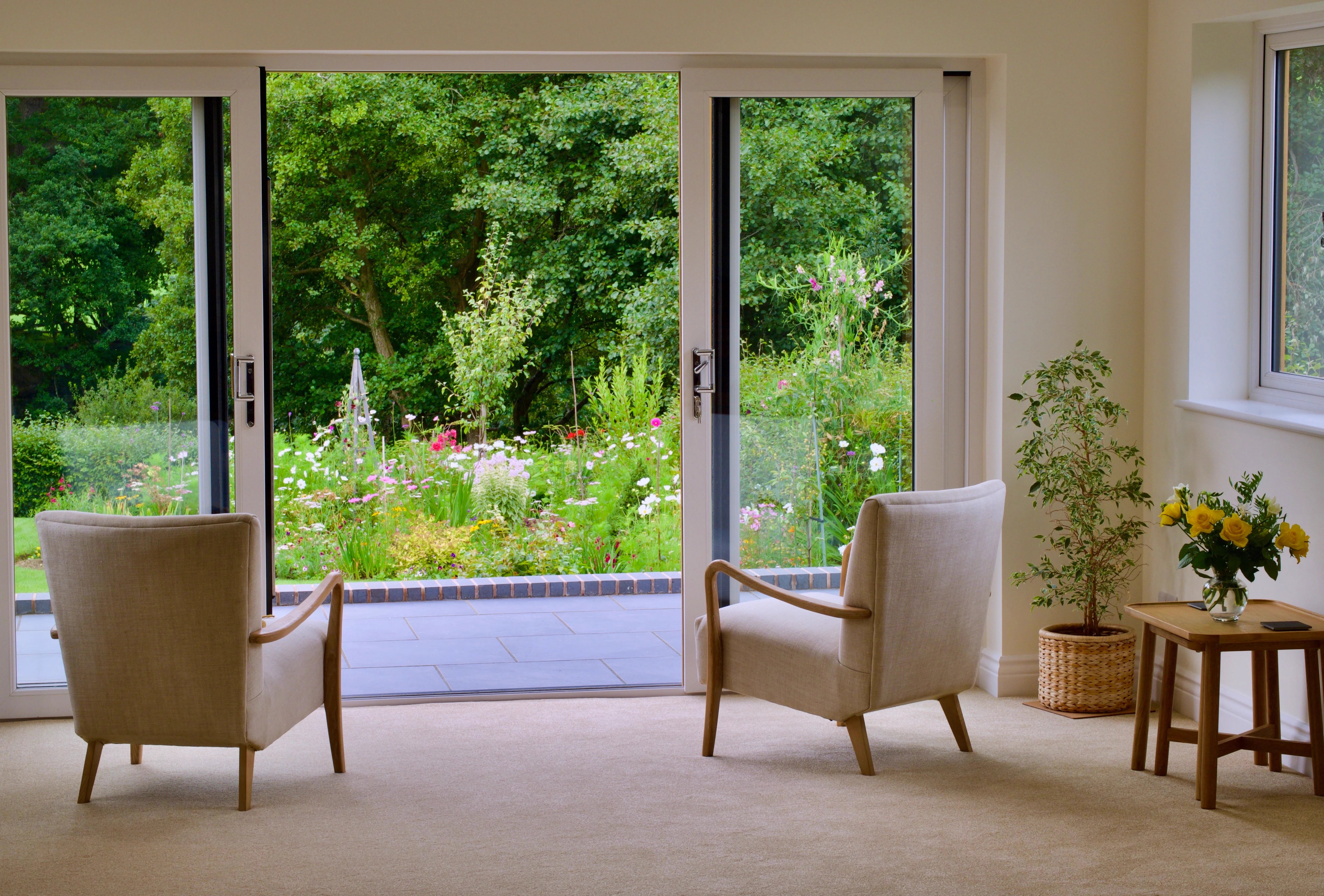 Aluminium bifold doors with Planitherm double glazing for energy efficiency