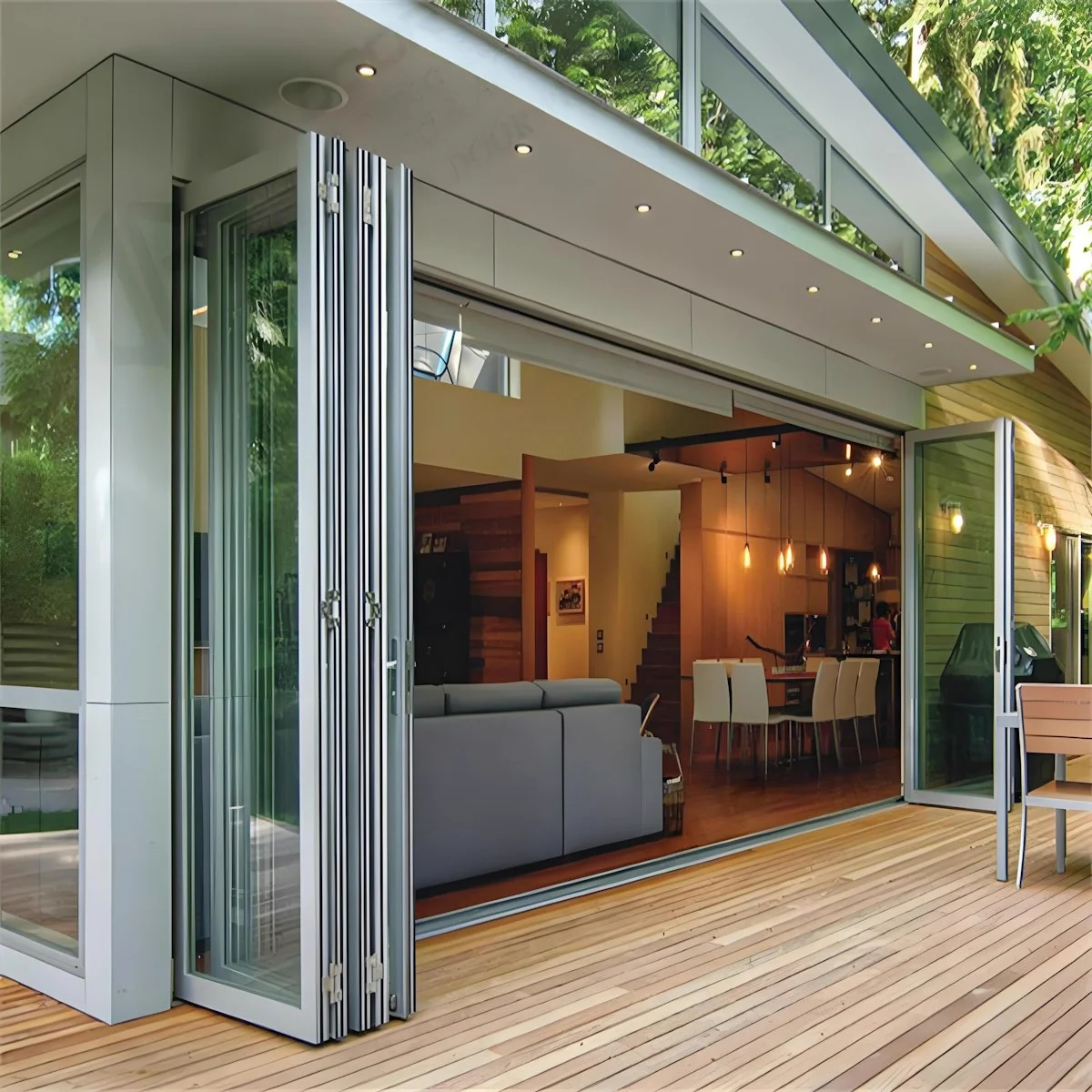 Aluminium bifold doors in Anthracite Grey with ultra slim sightlines