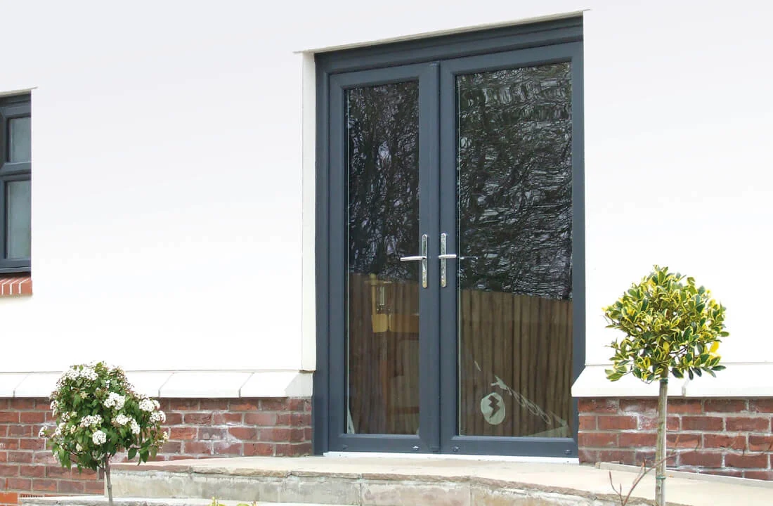 Grey uPVC French door