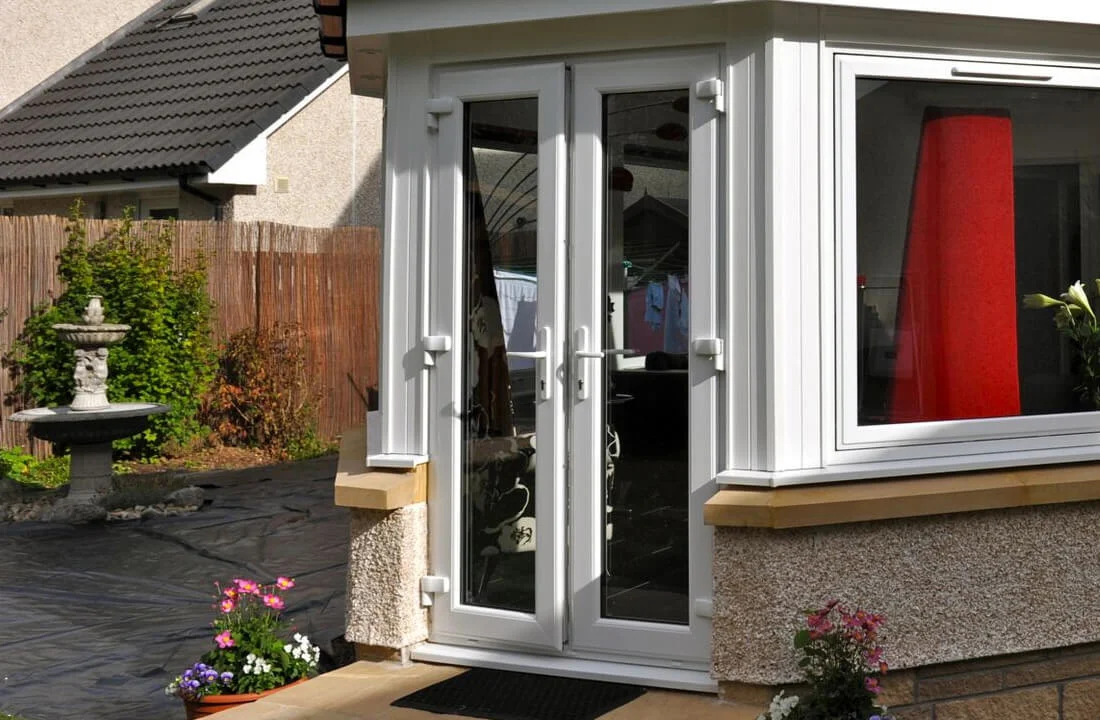 White uPVC French door