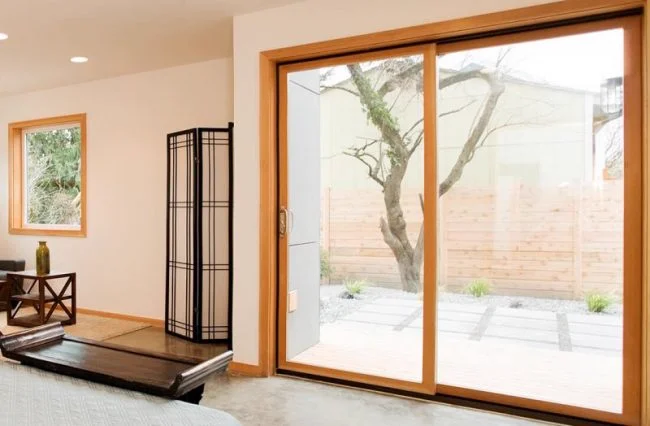 Oak effect patio door