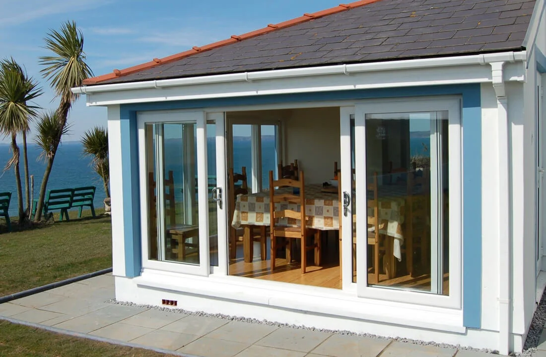 Single white uPVC patio door