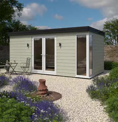 White cladding garden room