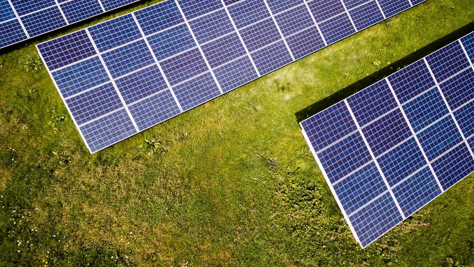 Aerial view of solar panel installation