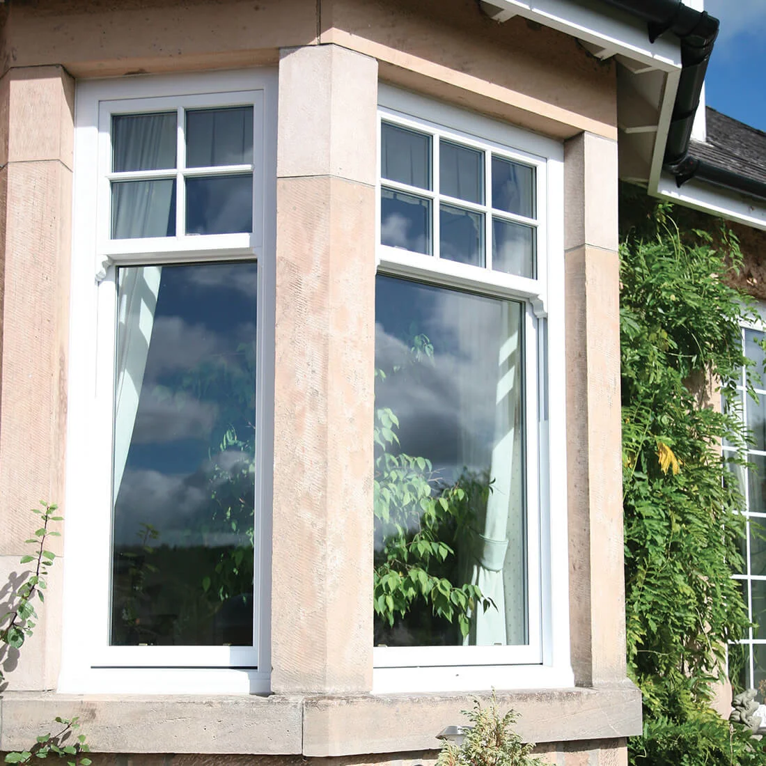 Bay window interior showing natural light and energy efficient glazing