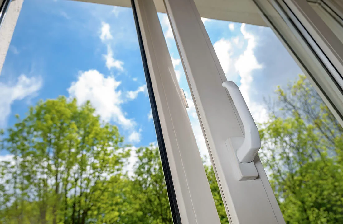 Tilt and turn window in tilt position showing safe ventilation